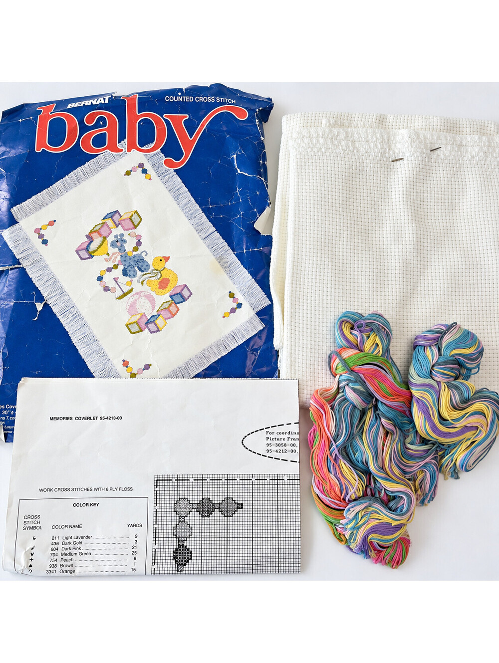 Bernat Baby Memories Coverlet Counted Cross Stitch Kit 95-4213-00 Open Complete